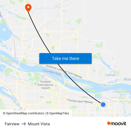 Fairview to Mount Vista map