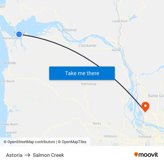Astoria to Salmon Creek map