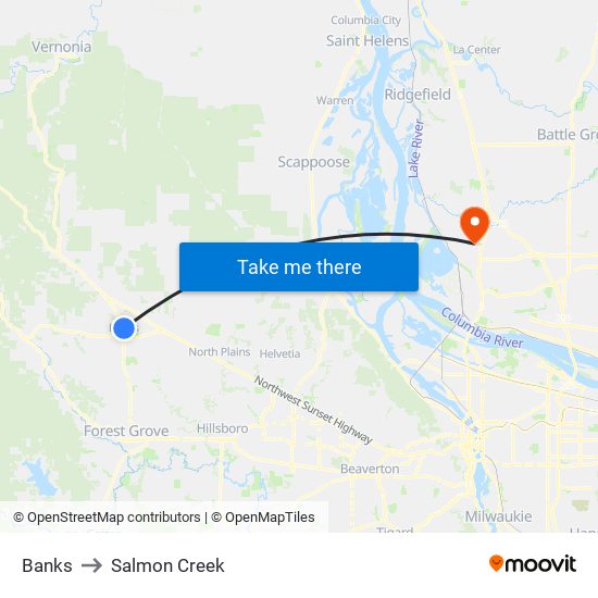 Banks to Salmon Creek map