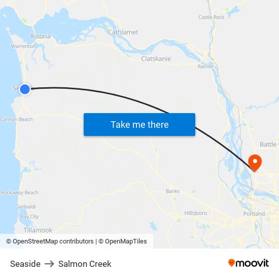 Seaside to Salmon Creek map