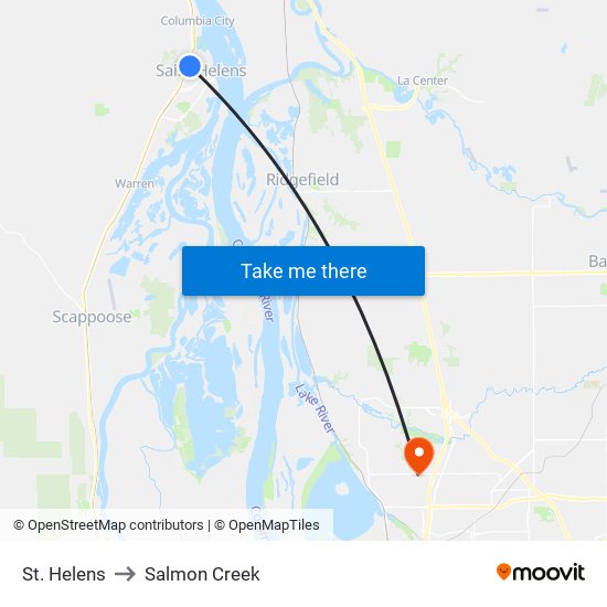St. Helens to Salmon Creek map