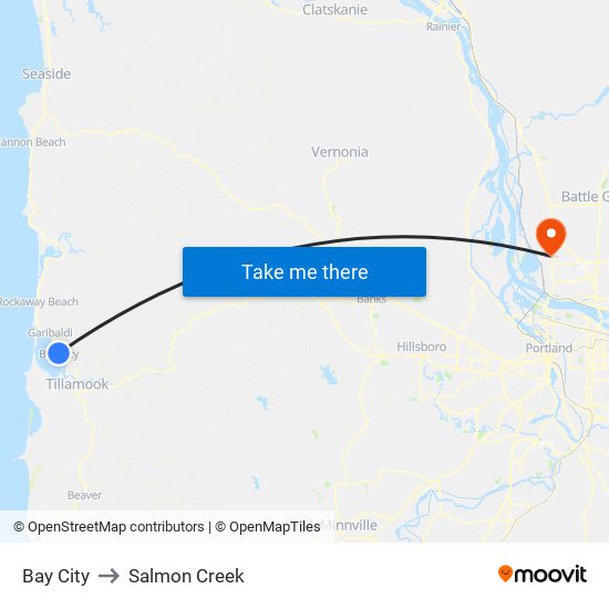 Bay City to Salmon Creek map
