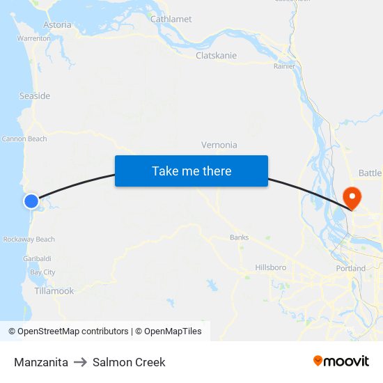 Manzanita to Salmon Creek map