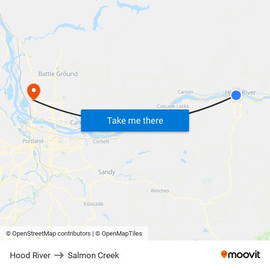 Hood River to Salmon Creek map