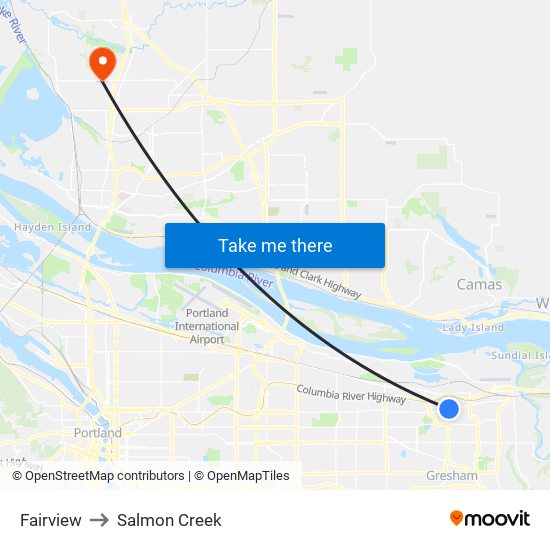 Fairview to Salmon Creek map