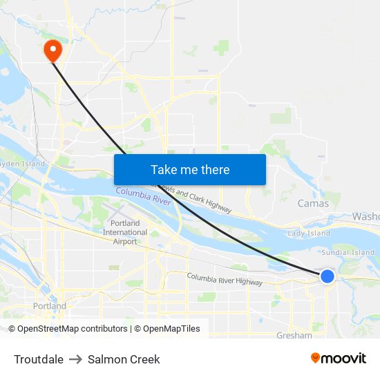 Troutdale to Salmon Creek map