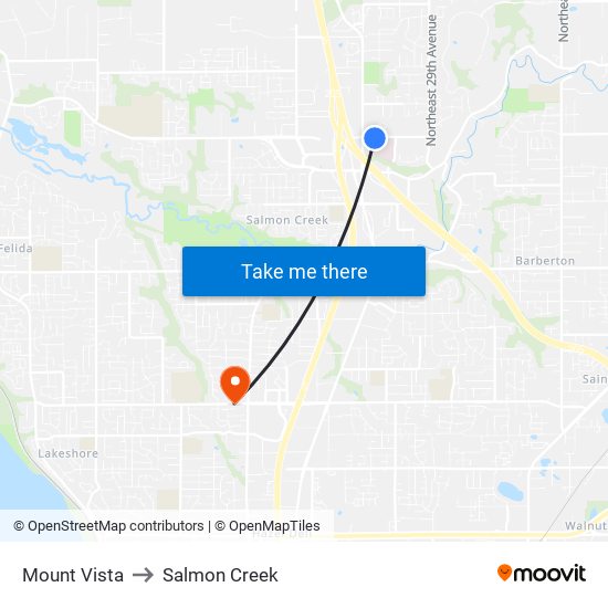 Mount Vista to Salmon Creek map