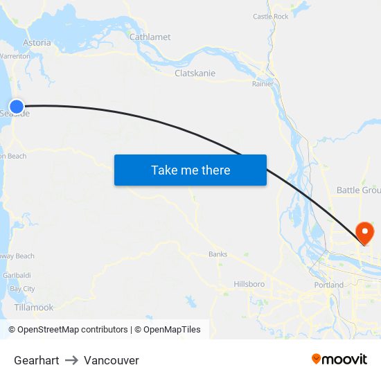 Gearhart to Vancouver map
