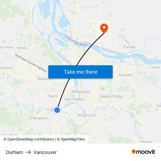 Durham to Vancouver map