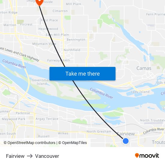 Fairview to Vancouver map