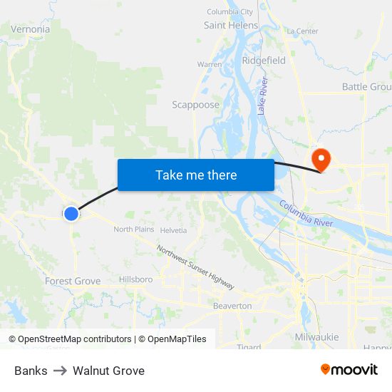 Banks to Walnut Grove map