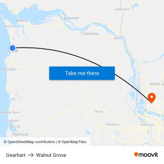 Gearhart to Walnut Grove map