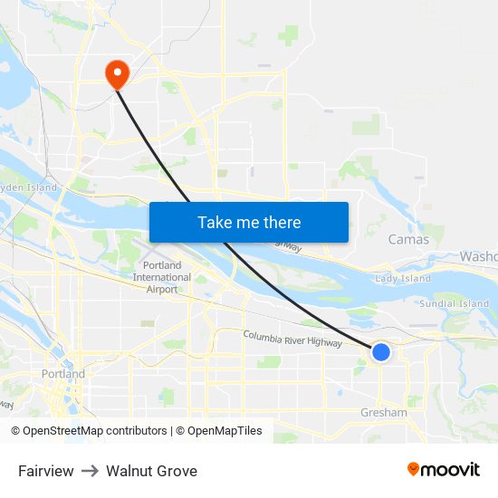 Fairview to Walnut Grove map