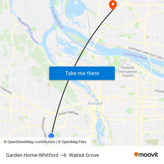 Garden Home-Whitford to Walnut Grove map