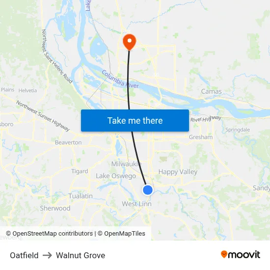 Oatfield to Walnut Grove map