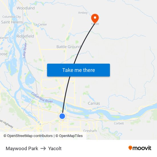 Maywood Park to Yacolt map