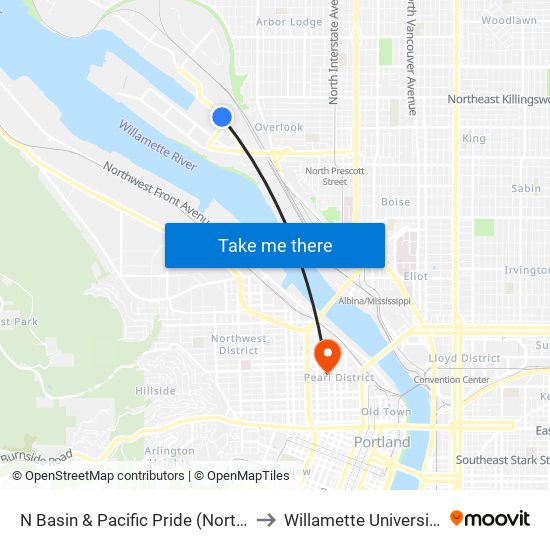 N Basin & Pacific Pride (North) to Willamette University map