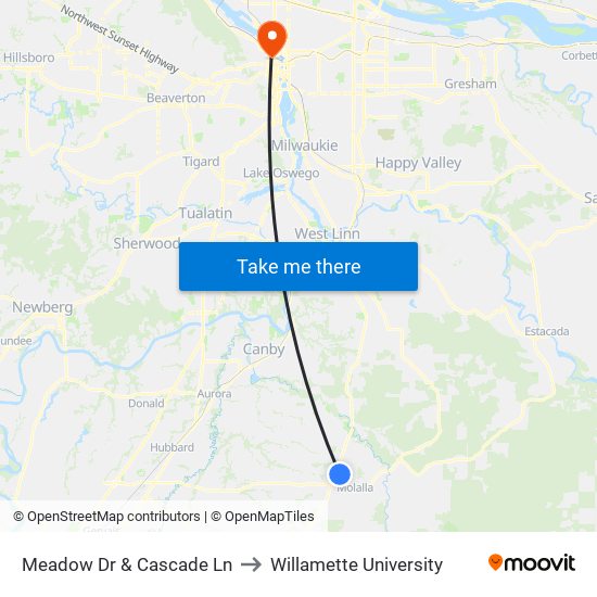 Meadow Dr & Cascade Ln to Willamette University map