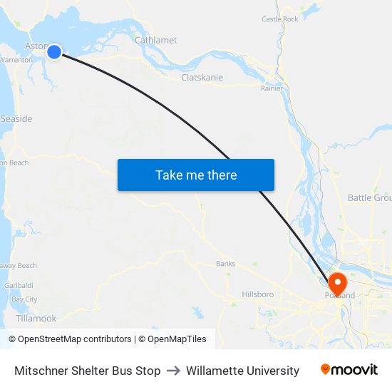 Mitschner Shelter Bus Stop to Willamette University map