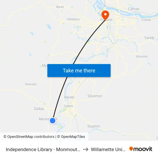 Independence Library - Monmouth St @ 2nd to Willamette University map
