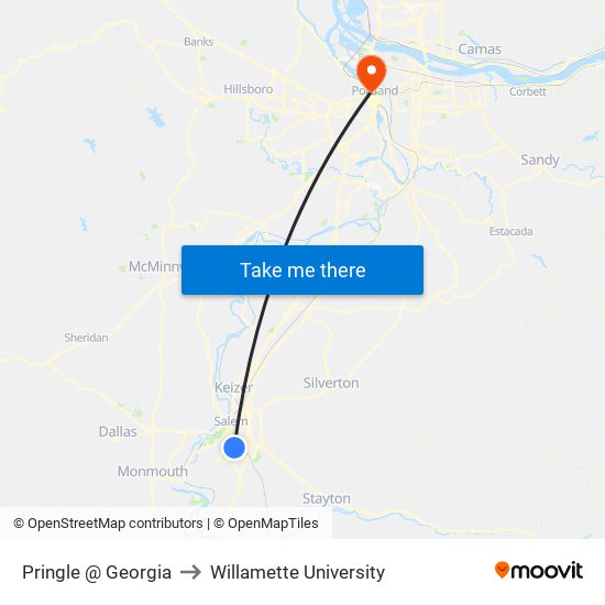 Pringle @ Georgia to Willamette University map