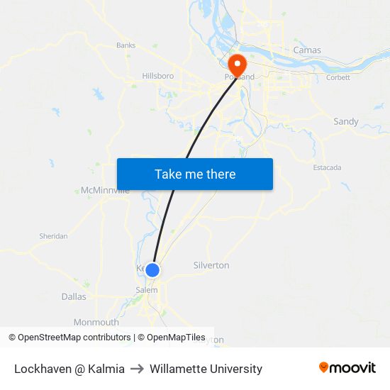 Lockhaven @ Kalmia to Willamette University map