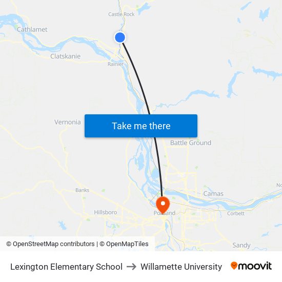 Lexington Elementary School to Willamette University map