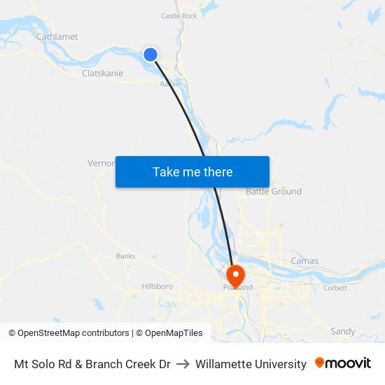 Mt Solo Rd & Branch Creek Dr to Willamette University map