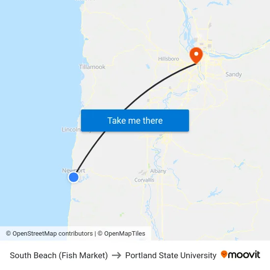 South Beach (Fish Market) to Portland State University map