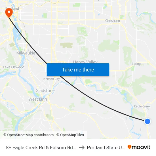 SE Eagle Creek Rd & Folsom Rd (Southbound) to Portland State University map