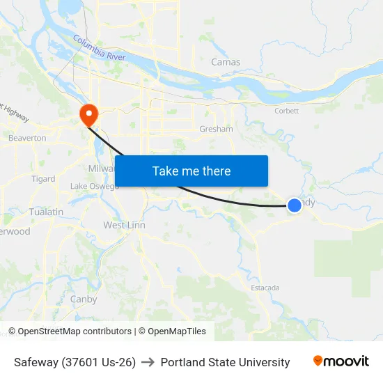 Safeway (37601 Us-26) to Portland State University map