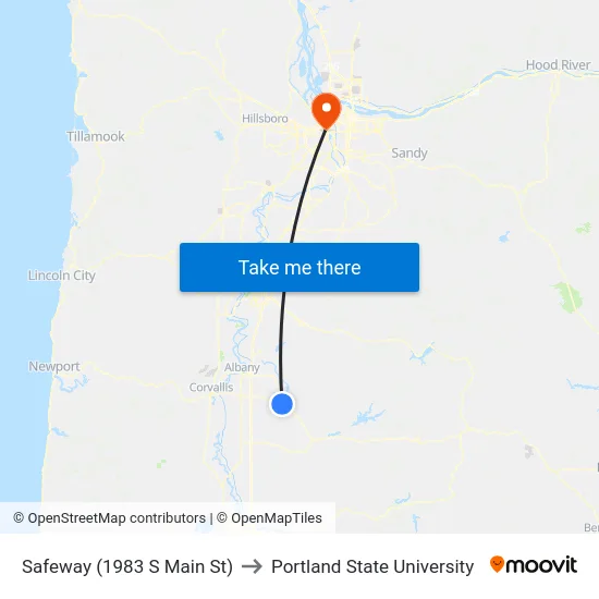 Safeway (1983 S Main St) to Portland State University map