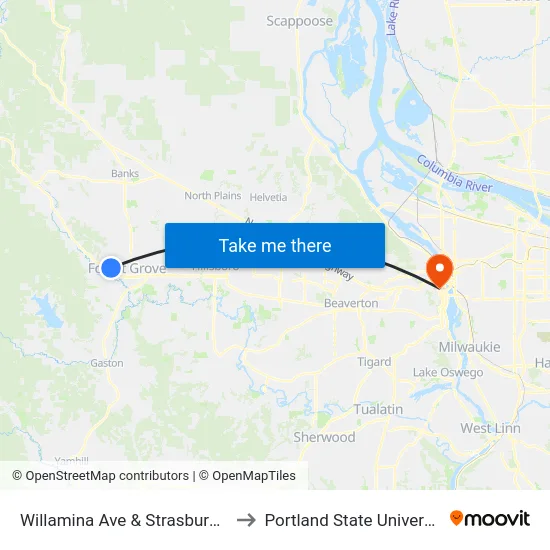 Willamina Ave & Strasburg Dr to Portland State University map