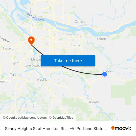 Sandy Heights St at Hamilton Ridge Playground to Portland State University map