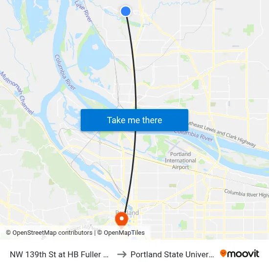 NW 139th St at HB Fuller Park to Portland State University map