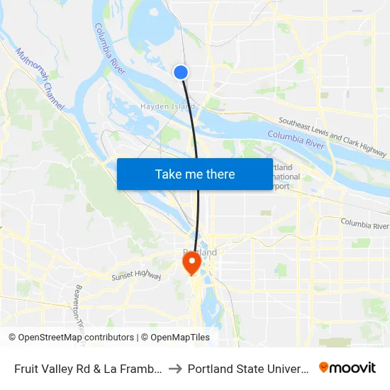 Fruit Valley Rd & La Frambois to Portland State University map