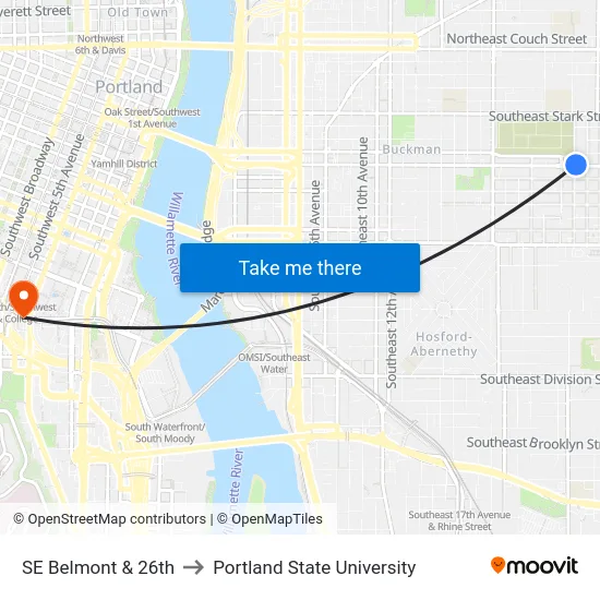 SE Belmont & 26th to Portland State University map