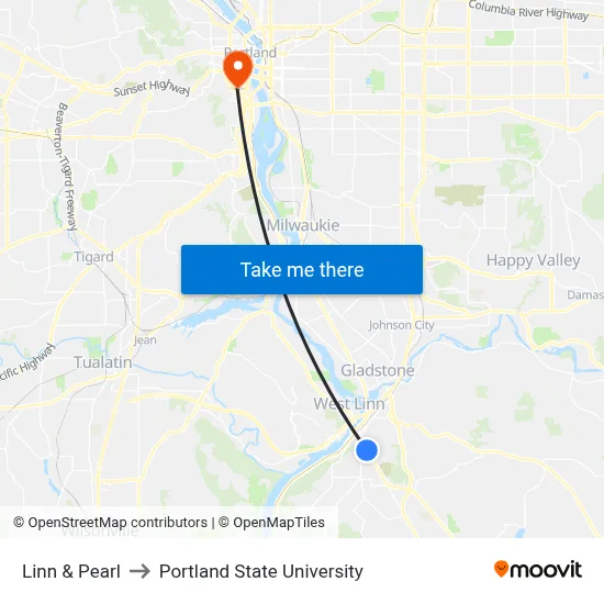 Linn & Pearl to Portland State University map