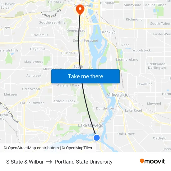S State & Wilbur to Portland State University map