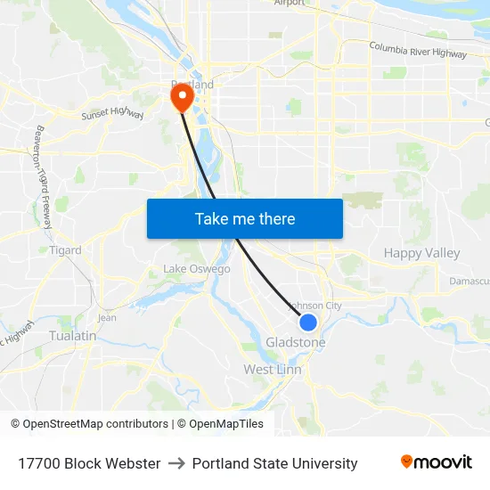 17700 Block Webster to Portland State University map