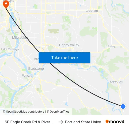 SE Eagle Creek Rd & River Mill Rd to Portland State University map