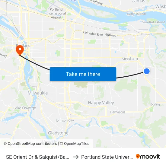SE Orient Dr & Salquist/Barnes to Portland State University map