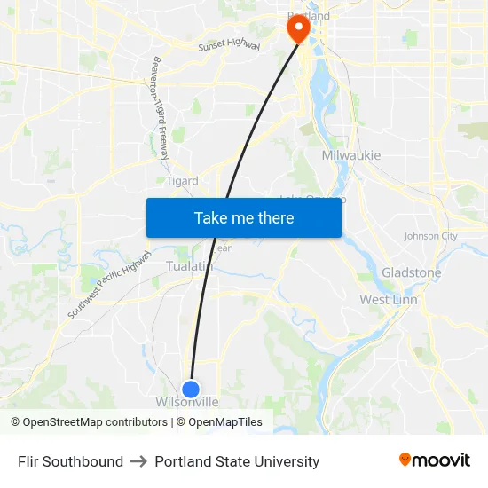 Flir Southbound to Portland State University map