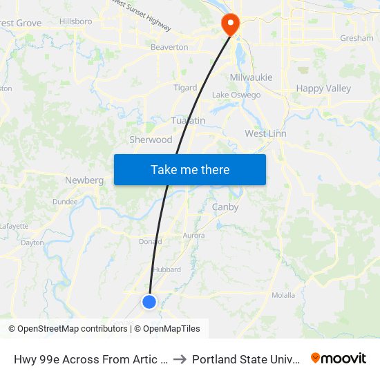 Hwy 99e Across From Artic Circle to Portland State University map