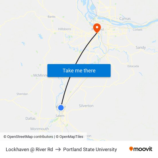 Lockhaven @ River Rd to Portland State University map