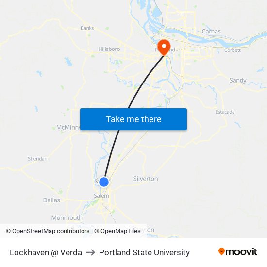 Lockhaven @ Verda to Portland State University map