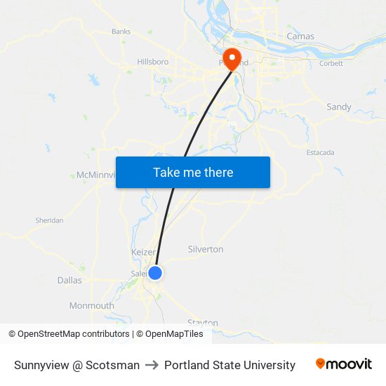 Sunnyview @ Scotsman to Portland State University map