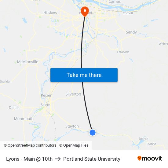 Lyons - Main @ 10th to Portland State University map