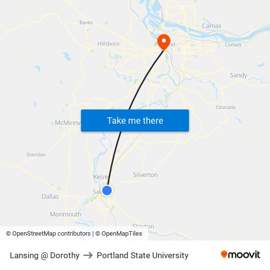 Lansing @ Dorothy to Portland State University map