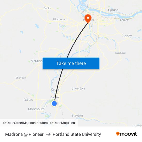 Madrona @ Pioneer to Portland State University map